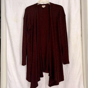 Dark Crimson Cardigan with Side Slits